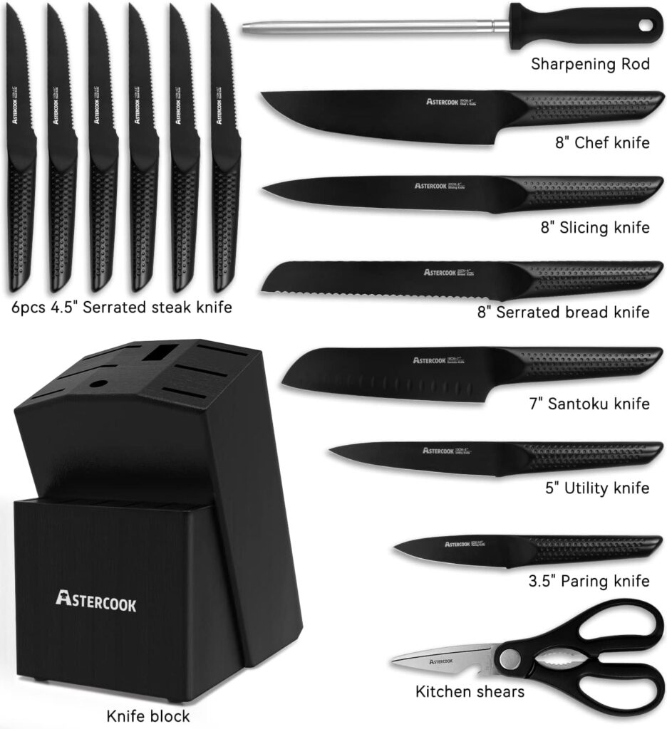 Astercook 15 Pieces Chef Knife Set with Block-Money Saved Deals