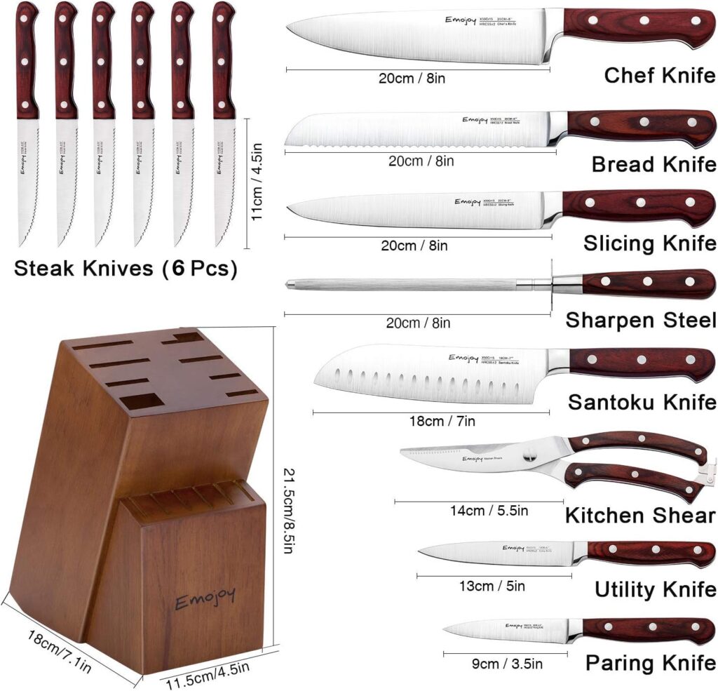 Emojoy 15-Piece Kitchen Knife Set
