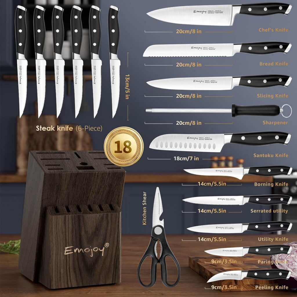 Emojoy 18-Piece Kitchen Knife Set