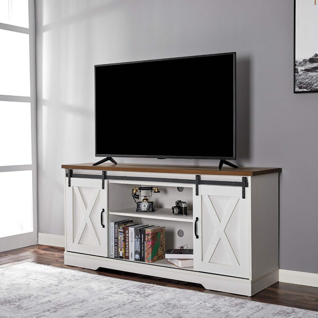 Amerlife TV Stand with Adjustable Shelves for TVs Up to 65in
