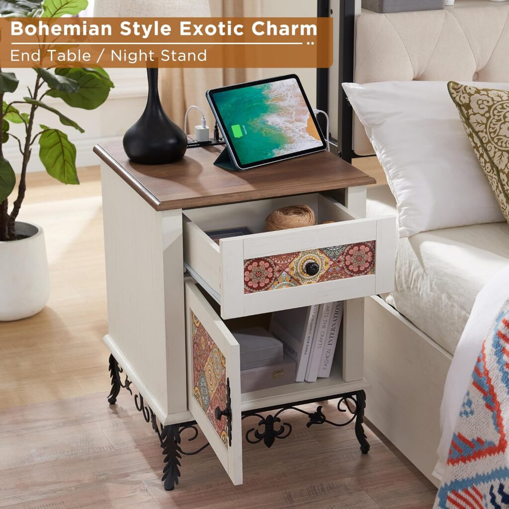 OKD Boho End Table with Charging Station