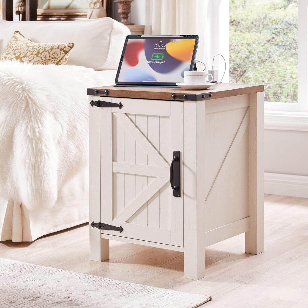 OKD Nightstand with Charging Station, Magnetic Door